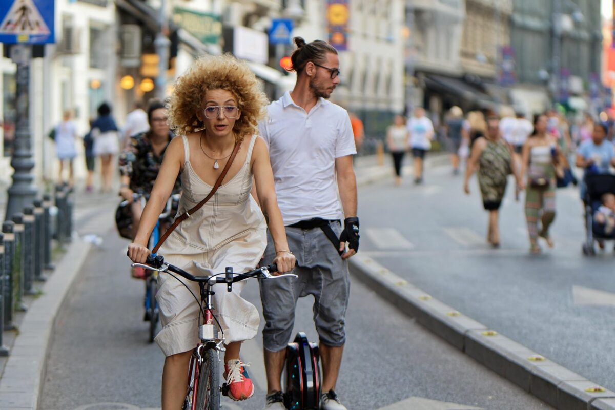 A commuter bicycle equipped with lights